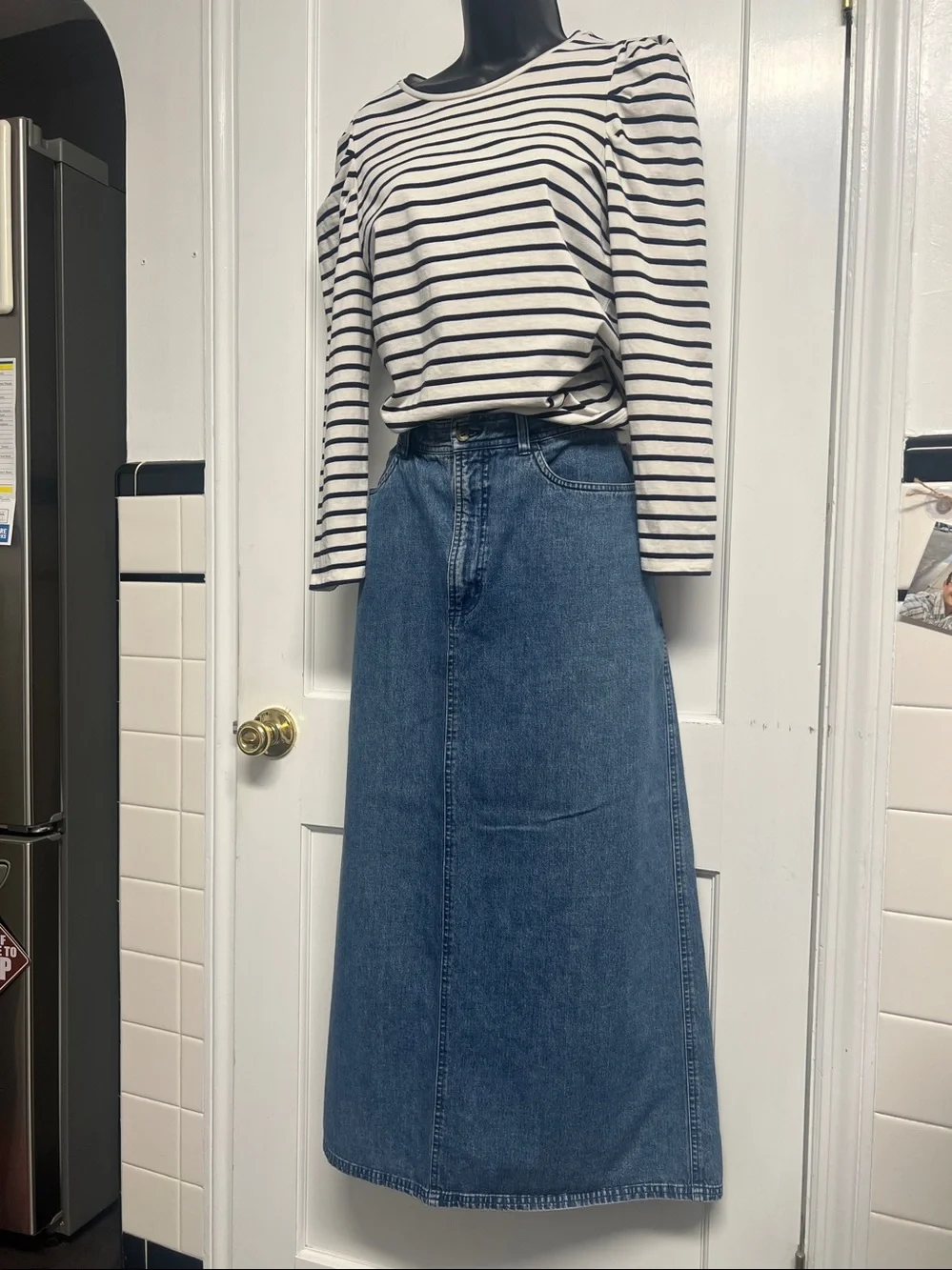 L.L. Bean Blue Denim Maxi Skirt